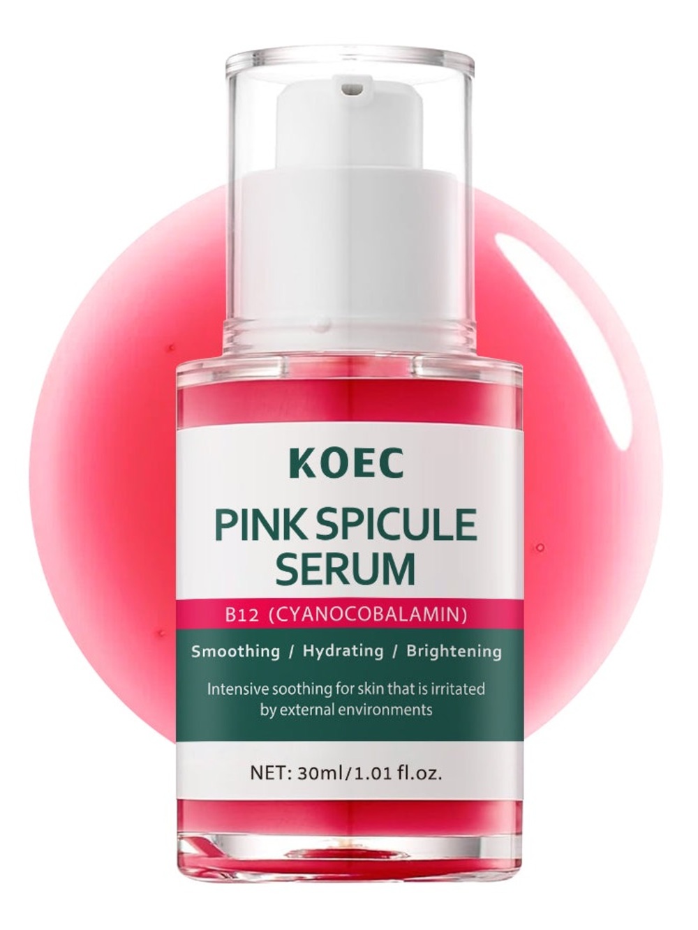 KOEC Pink Spicule Serum - Hydrating Brightening Face Serum and B12